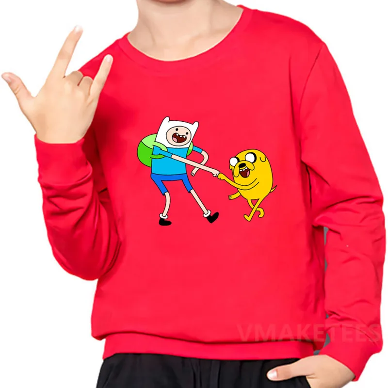 Детские толстовки с изображением Финна из Adventure Time and Jake с мультяшным принтом Толстовка для маленьких мальчиков и девочек детские топы, забавная одежда для малышей KYT5200