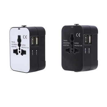 

Travel Adapter International Universal Power Adapter All-In-One With 2.1A 2Usb Worldwide Wall Charger For Uk/Eu/Au/Asia
