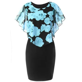 

ZOGAA 2019 New Fashions Women Rose Print Dresses Slim Pack Hip Dress Big Size Dresses Party Night Knee-Length Women Dresses