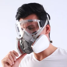 Half Face Safe Gas Mask Industrial Painting Spraying Respirator with Protective Glasses Goggles Suit Safety Work Replaced Filter