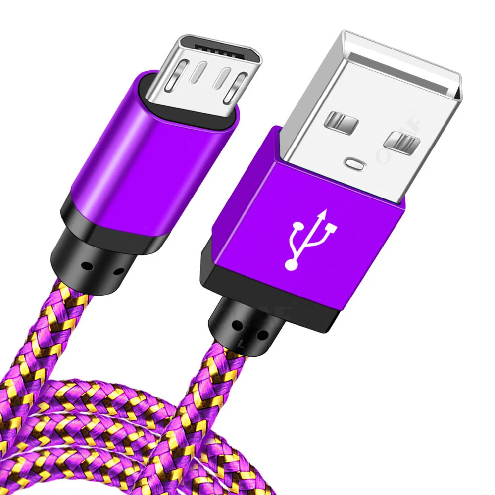 Кабель Micro USB для зарядки телефона и передачи данных USB кабель для samsung S7 Edge Redmi Note 5 Android Microusb шнур Быстрая зарядка 3 м 2 м 1 м кабель - Цвет: Purple Micro