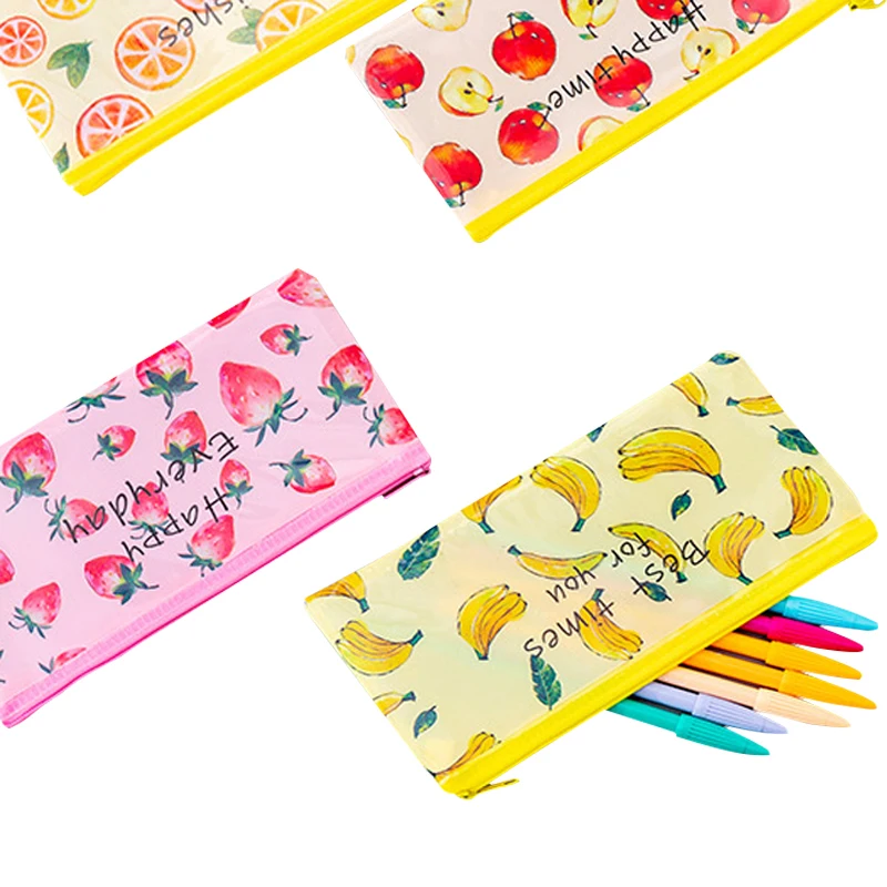 

1pc Kawaii Fresh Fruit Pencil Case Transparent PVC Pencil Bag Pencil Box School Office Supplies Stationery Gift Party Favors