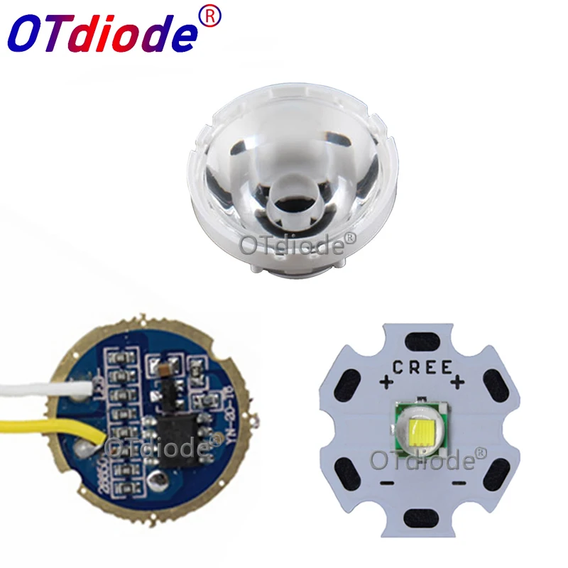 Cree XM-L LED T6 White Light with 20mm star pcb+ 3.7V 5modes led Driver+T6 15degree led Lens with Base Holder kit