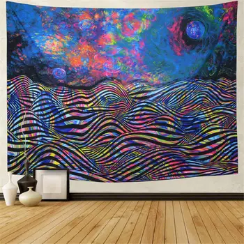 

Psychedelic Wave Abstract Moon Tapestry Colorful Sky Custom