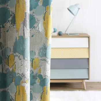 

Luxury Curtains for Living Room Bedroom European Semi Blackout Curtain with Geometry Jacquard Creative Drapes Insulating Blinds