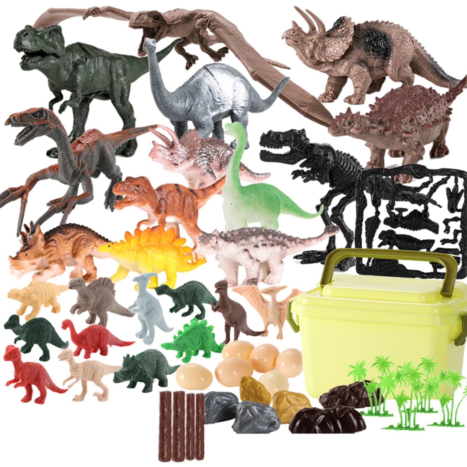 Pack of 46 Plastic Dinosaur Model Toy Set Kids Pretend Play Kingdom Learning Gift for | Игрушки и хобби