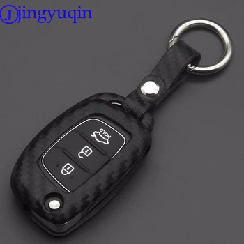 

10pcs Carbon Fiber Silicone Key Case Key Cover keychain For Hyundai solaris 2016 2017 2018 Tucson Creta i10 i20 Elantra Verna