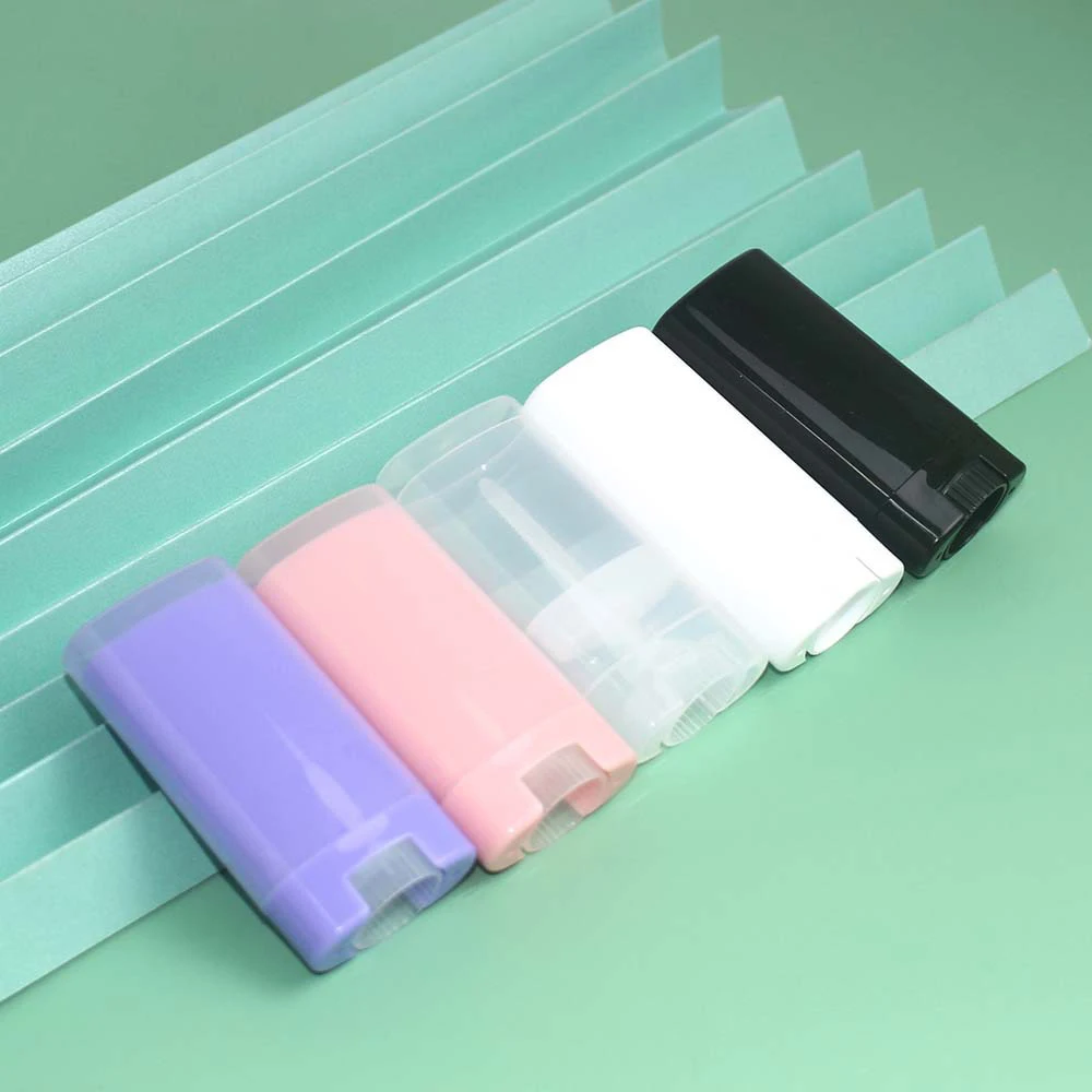 

20pcs 15g plastic Portable Deodorant tubes lipstick tube pink purple clear white black empty Oval lip balm container Wholesale