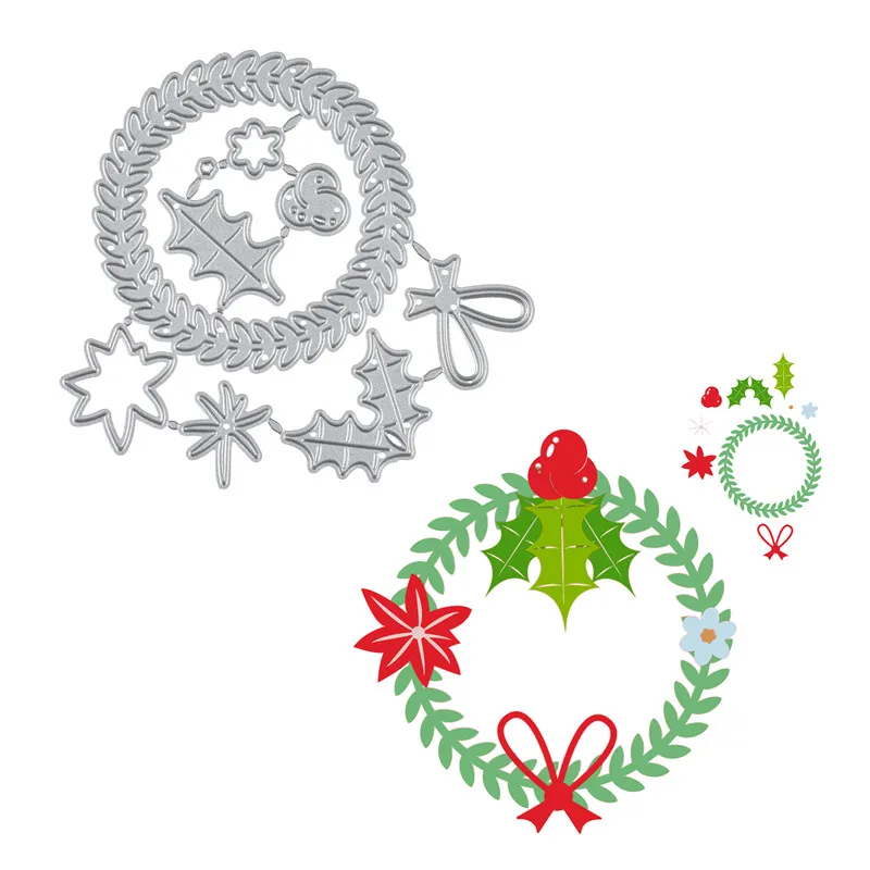 

Eastshape Flower Wreath Metal Cutting Dies Christmas for Craft Die Scrapbooking Embossing Stencil DIY Die Cut Card Decoration