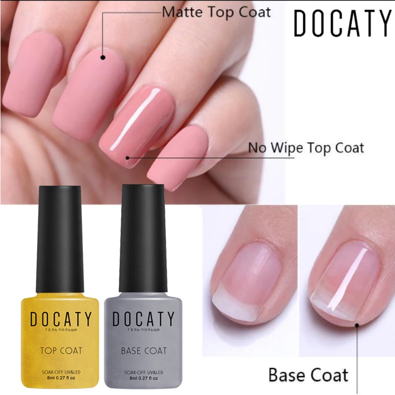 

Docaty UV/LED Gel Nail Polish Lakiery Hybrydowe Vernis Semi Permanant Uv Gellak Nail Polish Nail Top+Base Coat Nail Art Manicure