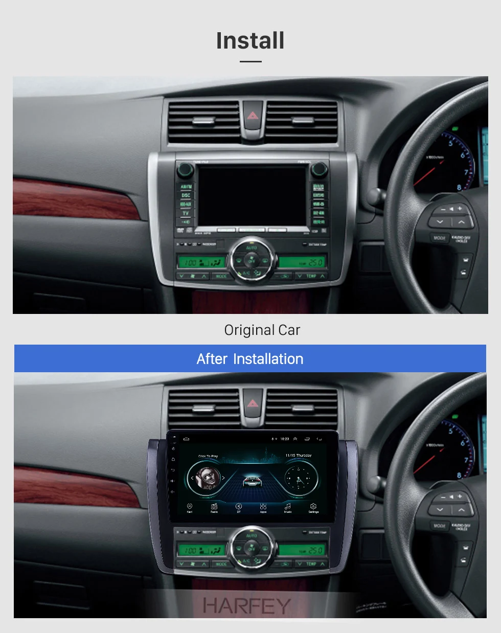 Excellent Harfey 9 inch Bluetooth GPS Car Radio for Toyota Allion 2007 2008 -2015 Android 8.1 HD Touchscreen USB AUX support Carplay DVR 3