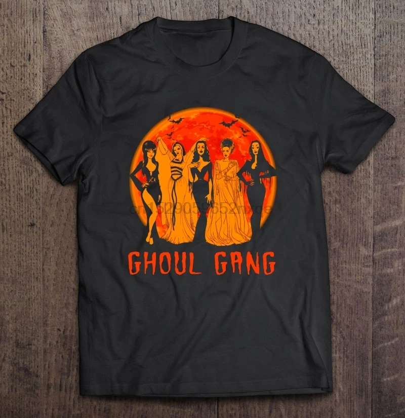 Мужская забавная футболка модная Ghoul Gang Frankenstein Lily Munster Elvira And Morticia adдамс женская на