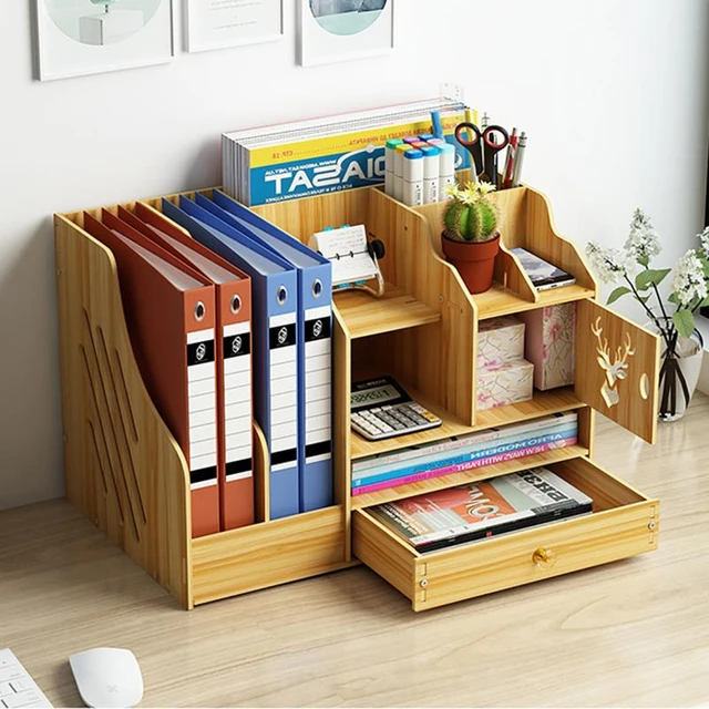 Organizador de revistas, soporte para archivos de libros y revistas, caja  de almacenamiento para escritorio, soporte para libros construido para  durar
