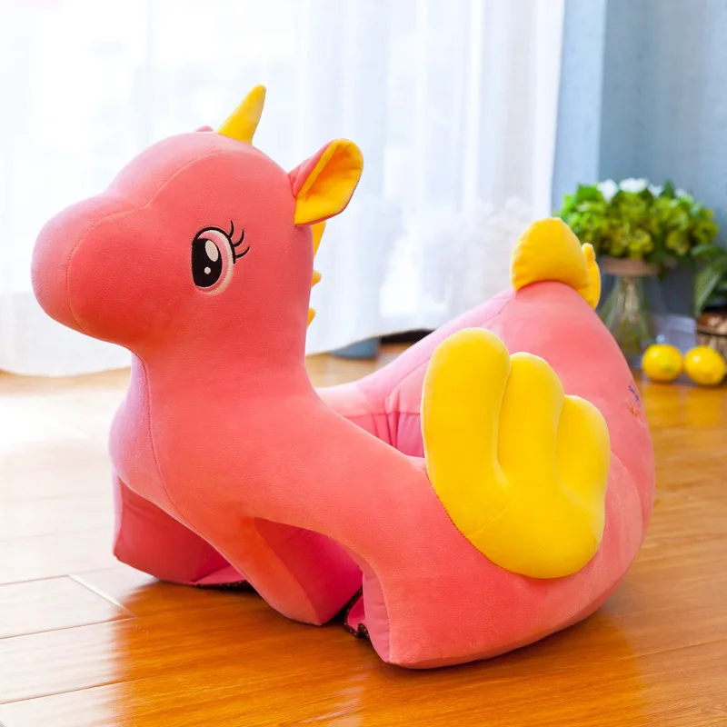 

Rainbow Horse Unicorn Plush Toy Doll Infants Educational Baby Prevention Sitting Fell Seat Small Sofa