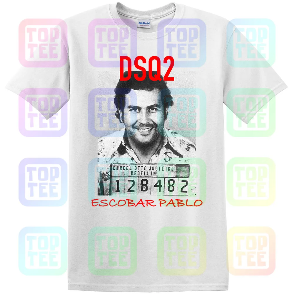Модная DSQ Мужская черная футболка-Escobar Pablo-идеально подходит для летних топов Мужской Женский унисекс размер: S-3XL