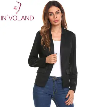 

New Women Short Blazer Jackets Casual Single Button Slim Fit False Pockets Long Sleeve Bright Silk Jacket Blazer