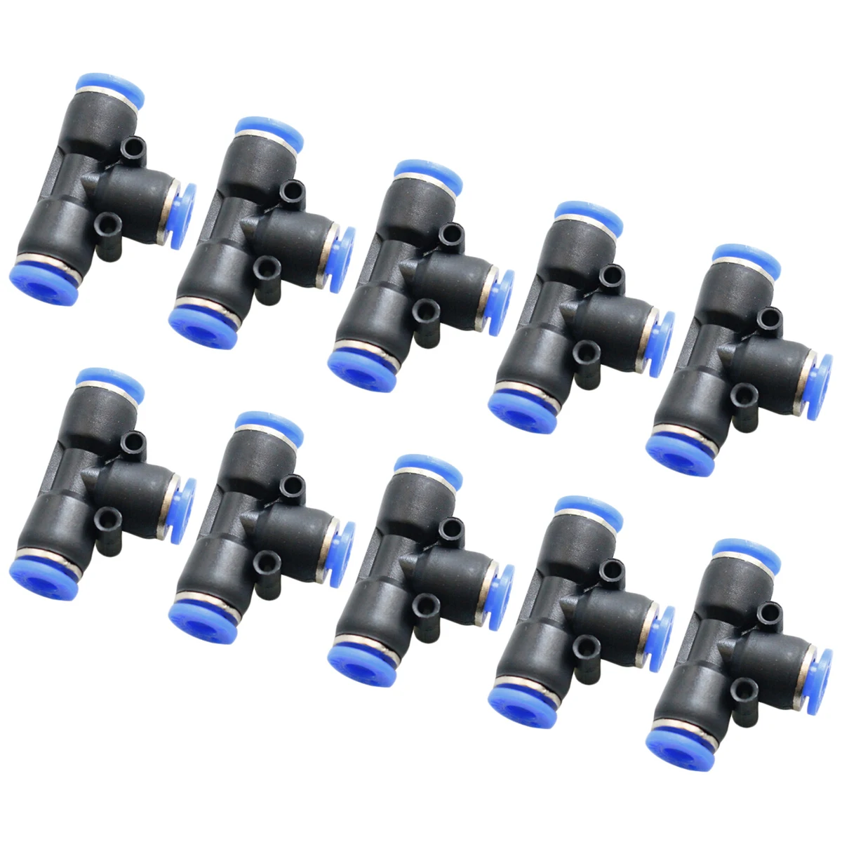 

US Shipping 10PCS 3 Way T Shaped Tee Pneumatic Push In Air Gas Quick Fitting Connector Adapter 4mm 8mm 6mm to 10mm OD Hose Tube