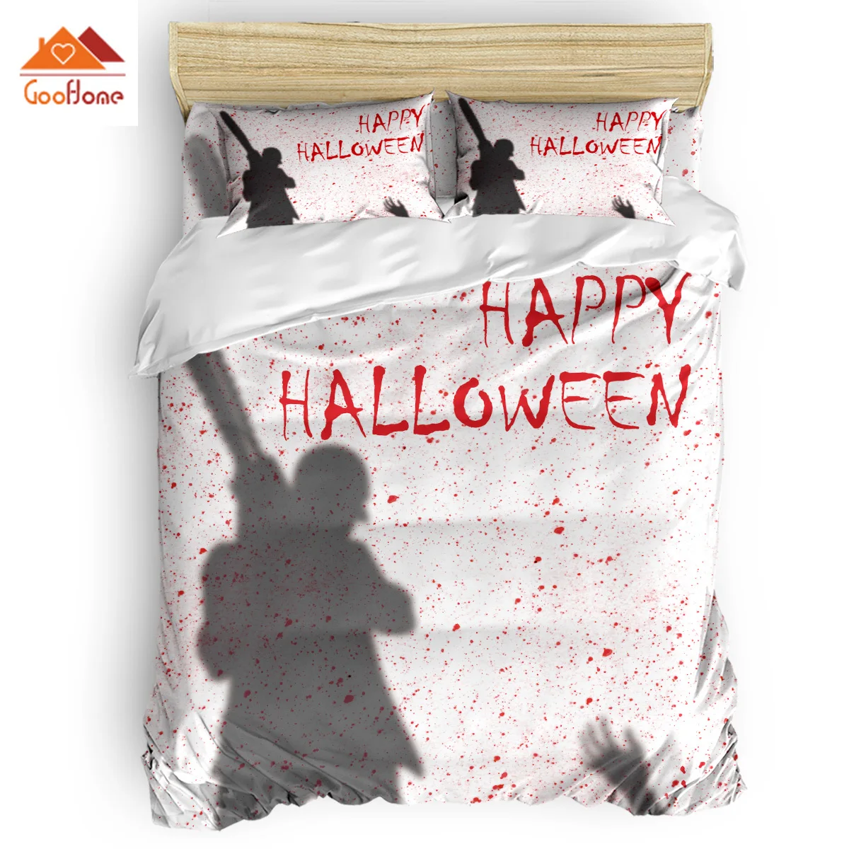 

Halloween Chainsaw killer Picture Duvet Cover Set Vintage Floral Art Design Collection of 3/4pcs Bedding Set Bed Sheet Pillowcas