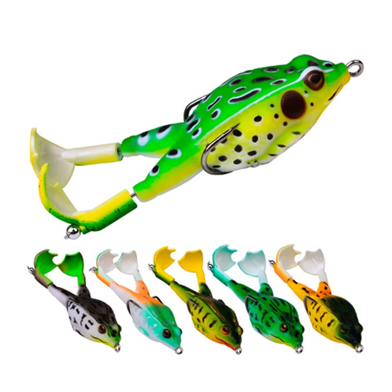 Details about   GFDS 5Pcs Double Propellers Frogs Soft Bait Silicone Fishing Lures High Quality 