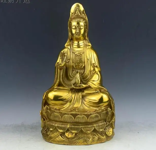 1017 чистый Бронзовый Guanyin Бронзовая статуя бутылки Гуаньинь злых духов