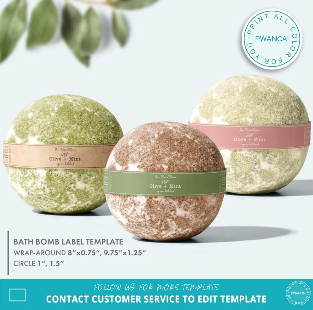 Floral Rustic Bath Bomb Label Template,Printable Circle Bath Fizzer Label,Editable Botanical Kraft Cosmetic Label Design