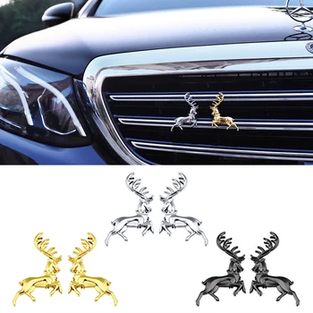

Metal Deer Car Sticker 3D Elk Styling Logo Car Body Trunk Emblem Badge Decoration Accessories For Mercedes benz Audi BNW Ford