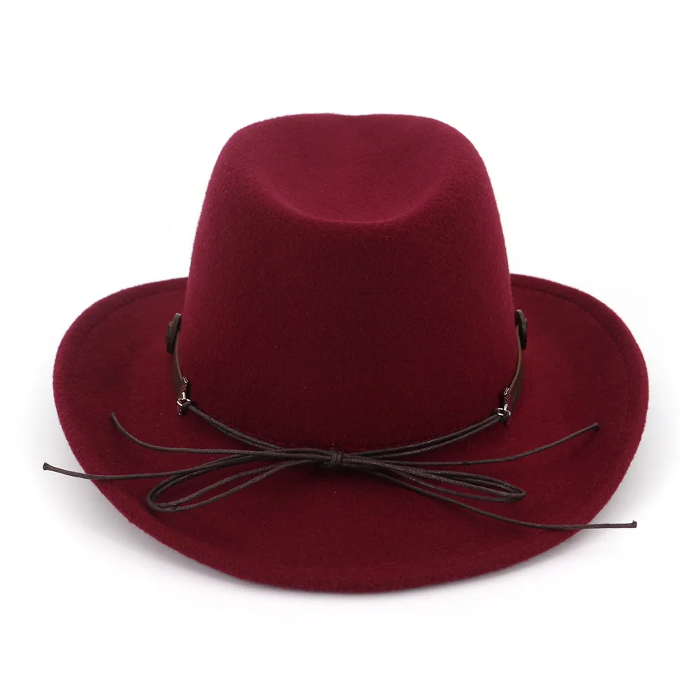 6 цветов, джазовая фетровая шляпа от солнца для мужчин и женщин, фетровые шляпы с лентами, ковбойская шляпа в западном стиле, черная шляпа-котелок для мужчин и женщин, AE0001