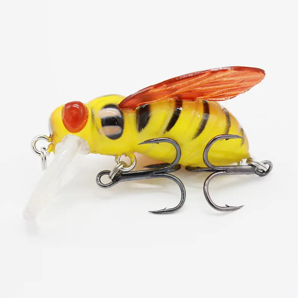 2pcs Bee Insect Topwater Fishing Lures Crankbait Hooks Bass Hard Bait Tackle