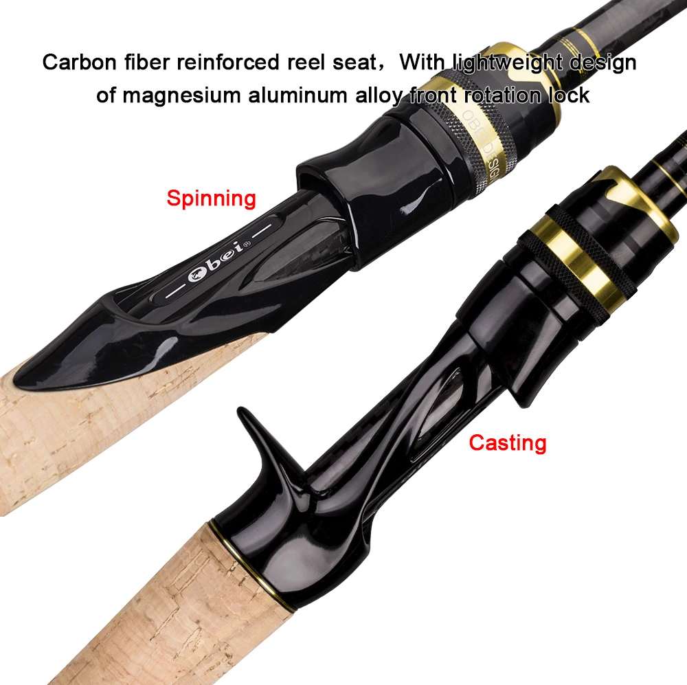Obei casting spinning fishing rod 2.1 2.4m M/MH travel street bait 2tips fast rod vara de pesca 13-39g fishing rod