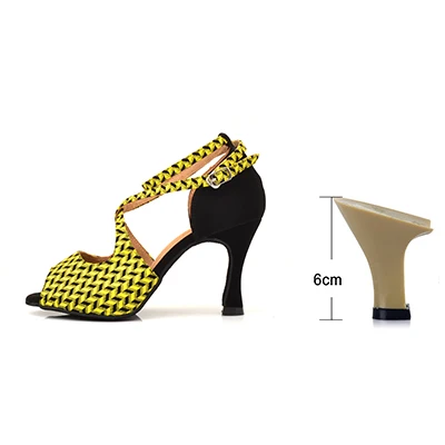 Yellow 6cm SHOYDANC/профессиональные латинские женские туфли для танцев с мягкой подошвой; белые туфли для бальных танцев; вечерние туфли для танцев; для сцены; для девочек; 9 - Цвет: Yellow 6cm