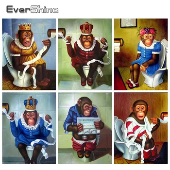 

Evershine 5D Diamond Painting Monkey Full Square Diamond Embroidery Animals Cross Stitch Mosaic Rhinestone Pictures Home Decor