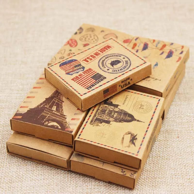 

Dreamcatcher paper gift box Diy handmade candy favor package box UK/USA country signal gift package box 12pcs +12pc inner card