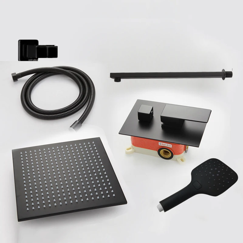BAKALA Shower Faucets Black Wall Mounted Rainfall