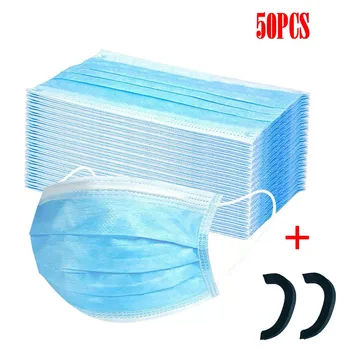 

50pcs Disposable Face Mask Air Purifying Face Cover Anti-Dust 3 Layer Mouth Filter Mask Dropshipping To US In Stock mascarillas