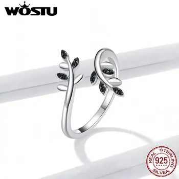 

WOSTU new 925 sterling silver European and American jewelry Tree Branch ring retro fashion tide flow open ring GN601