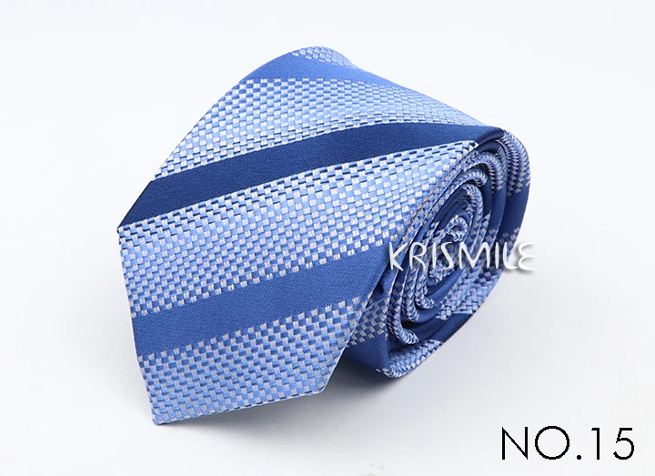 Neue klassische gestreifte Punkt-Krawatten für Männer, Jacquard, 7 cm, Polyester, schmale Krawatte, dünne Hochzeit, Bräutigam, Business-Krawatte, Anzug, Hemd, Geschenk – Detail 18