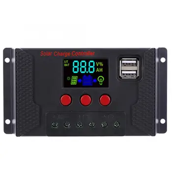 

Solar Power Controller 20A 10A Battery Charger LCD Dual Color Screen for Lithium / Iron-Lithium/ Lead-Acid Battery with USB