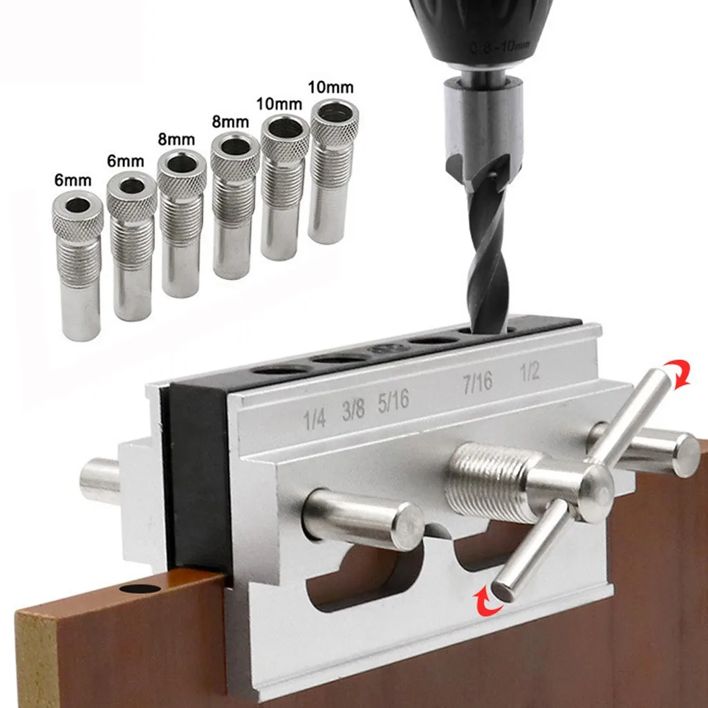 Metric and inch woodworking punching positioner Core Drill Bit Self Centering Doweling Jig Kit Step Guide Bushings Set Dri | Инструменты