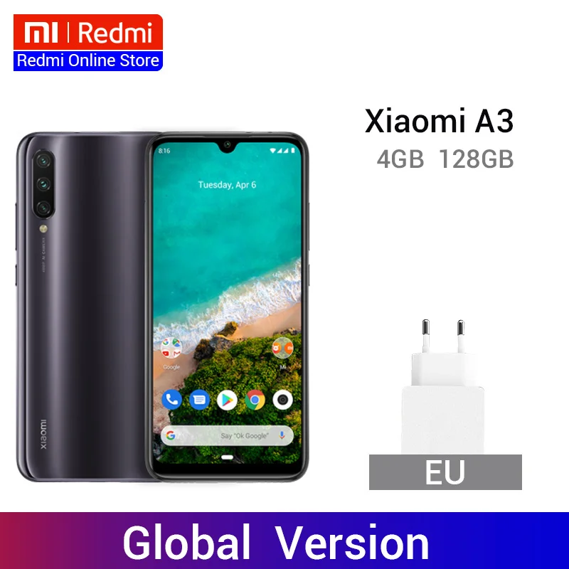 Глобальная версия Xiaomi mi A3 mi A3 4 Гб 128 Гб Смартфон Snapdragon 665 48MP Тройная камера s 32MP фронтальная камера AMOLED дисплей 4030 мА