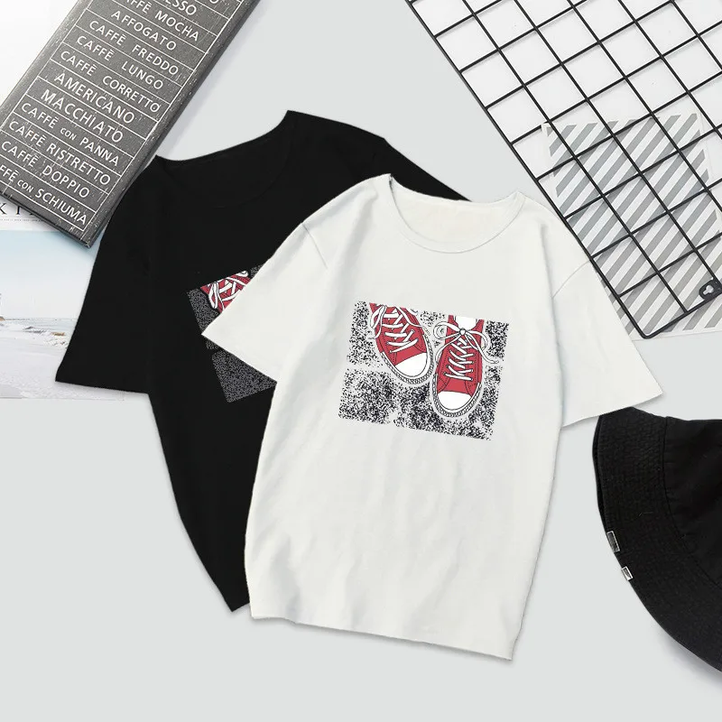 

Women T Shirt O-Neck Print White T-shirt Female Tee Shirt Tops Short Sleeve Women's Tshirts Casual Loose Ladies Tee Shirt