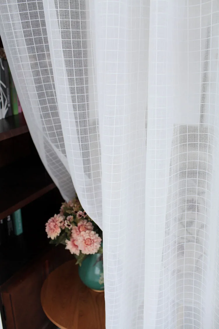 

Cotton linen check tulle curtains For Bedroom Window Curtain For Living Room Sheer Curtains Blinds Custom Made Drapes curtains