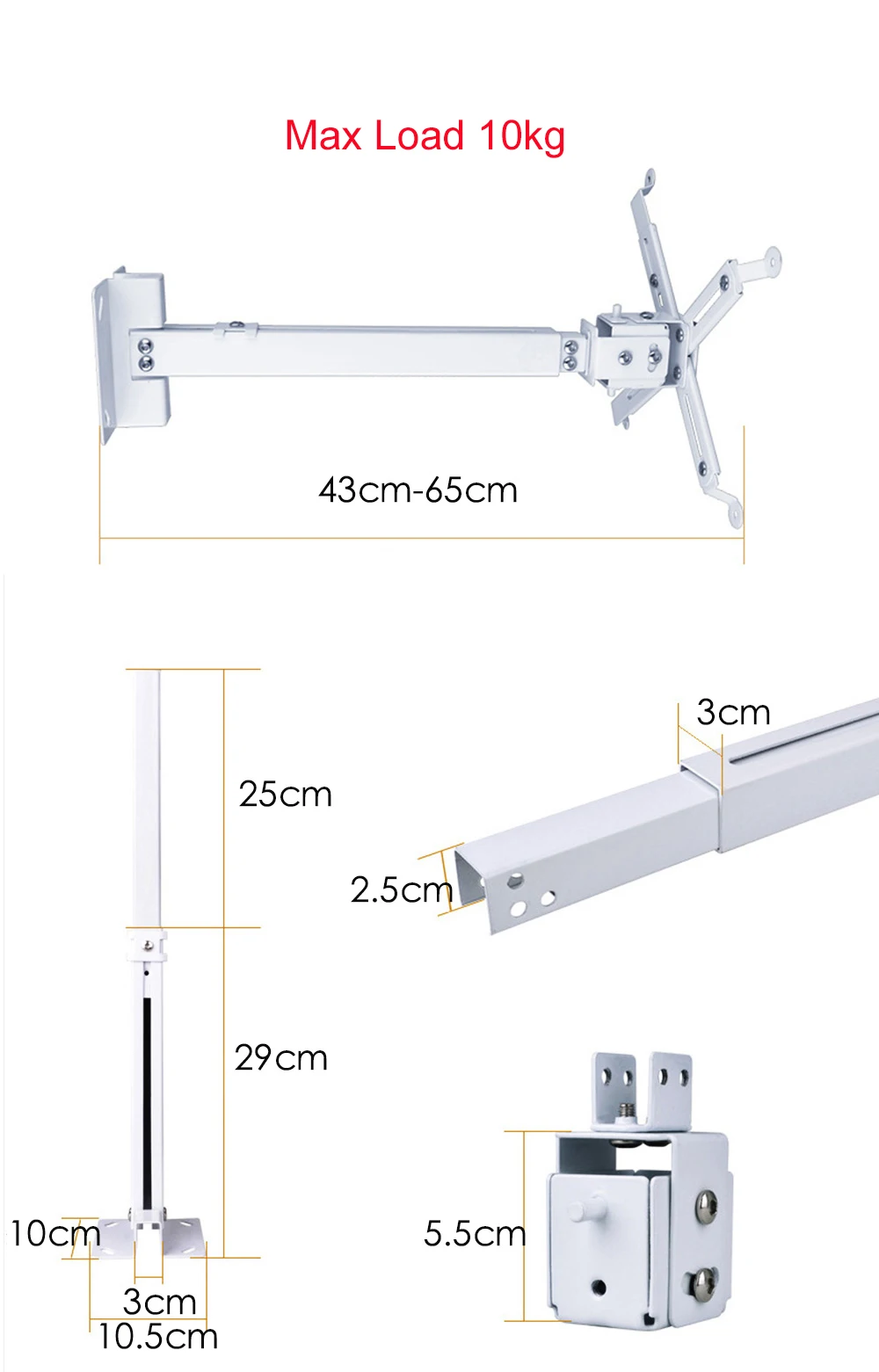 Универсальный кронштейн для проектора выдвижной Регулируемый потолочный кронштейн настенный кронштейн 5 кг нагрузка подвесной кронштейн
