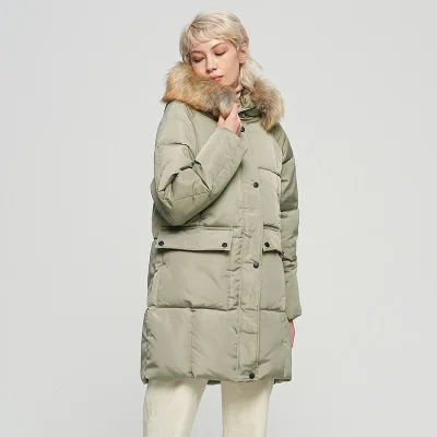 Army green Новинка, Модная парка, женская зимняя длинная куртка с капюшоном, теплая парка, пальто, женское длинное пальто, куртка - Цвет: Army green