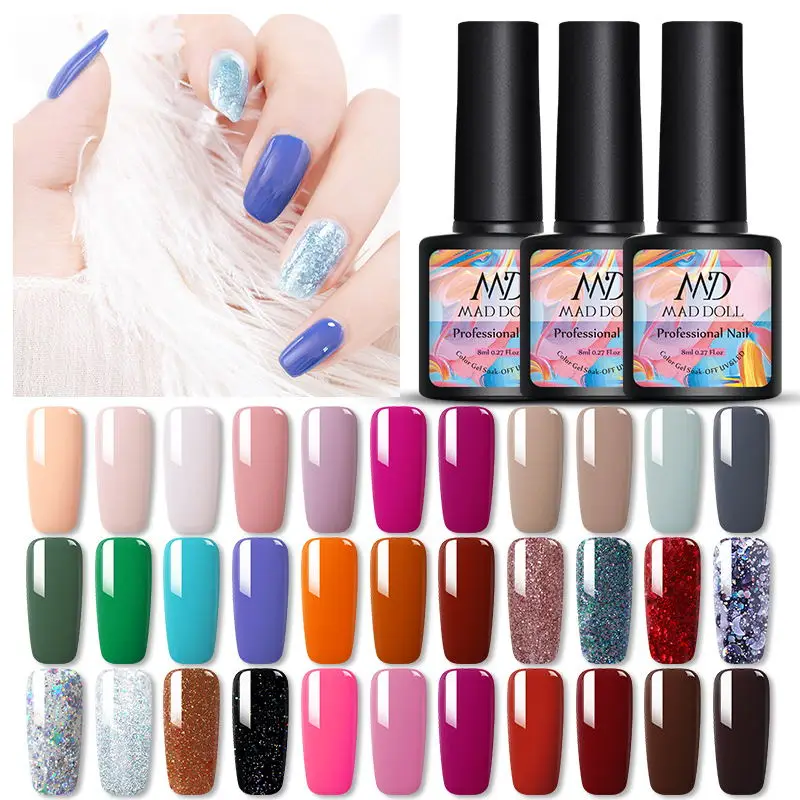 

MD MAD DOLL Gel Nail Polish 8ml Autumn Winter Series Soak Off UV Gel Polish Colorful Sequins Nail Art Gel Varnish 54 Colors 8ml