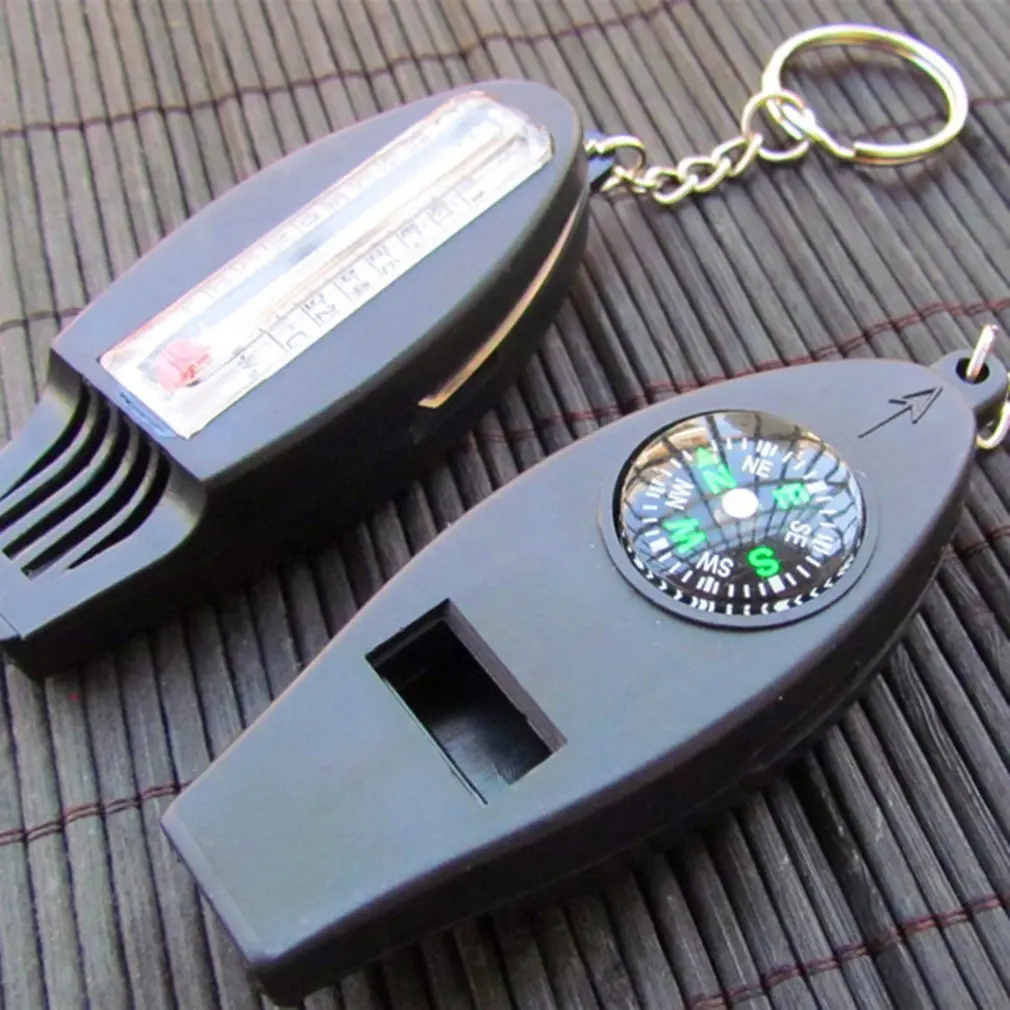 4-in-1 Whistle With Compass Magnifier Thermometer Multifunction Outdoor Camping Hiking Whistle Survival Tool