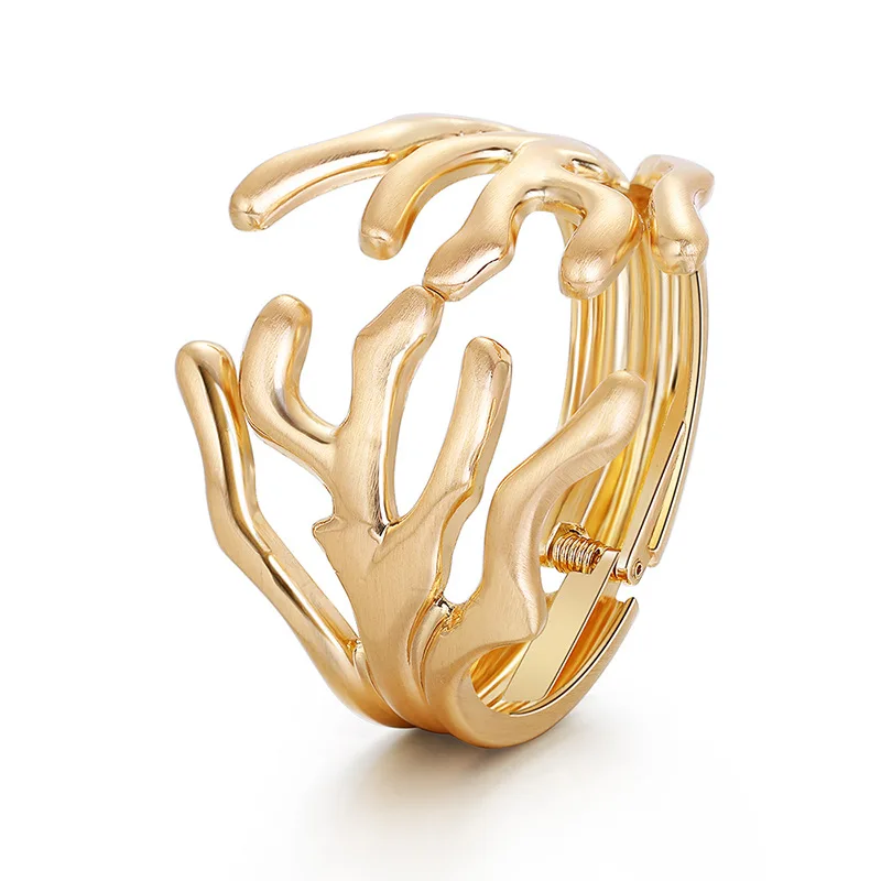 Charm Trendy Women's Bangle European and American Fashion Exaggerated Shaped Branch Wide Edge Spring Open Bracelet for Girls Bangle Bracelet
