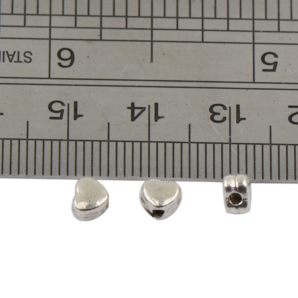 100pcs Tibetan Style Silver Heart Spacer Beads Craft Beading For Jewelry Making
