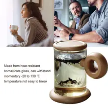 Стеклянная чашка для заварки чая термостойкая стеклянная чашка для чая с цветами стеклянный ситечко для чая с деревянной ручкой/крышкой, твердая деревянная подставка