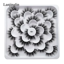 LANJINGLIN 5/7/10 пар в комплекте; искусственный мех 3D норковые ресницы натуральных длинных накладных ресниц объем высокое качество накладные ресницы расширения ресницы «maquiagem»