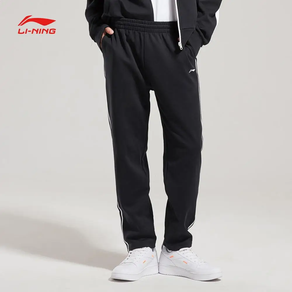 Li-Ning/трендовые спортивные штаны унисекс из 82% хлопка и 18% полиэстера, удобные спортивные штаны с подкладкой AKLN664 MKY413